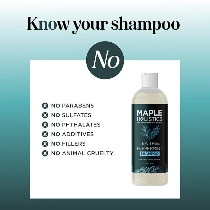 Rosemary Tea Tree Mint Shampoo - Clarifying Shampoo for Build Up and Flakes with Deep Cleansing Peppermint Oil and Tea Tree Essential Oil for Dry Scalp Treatment - Paraben & Sulfate Free (8oz)