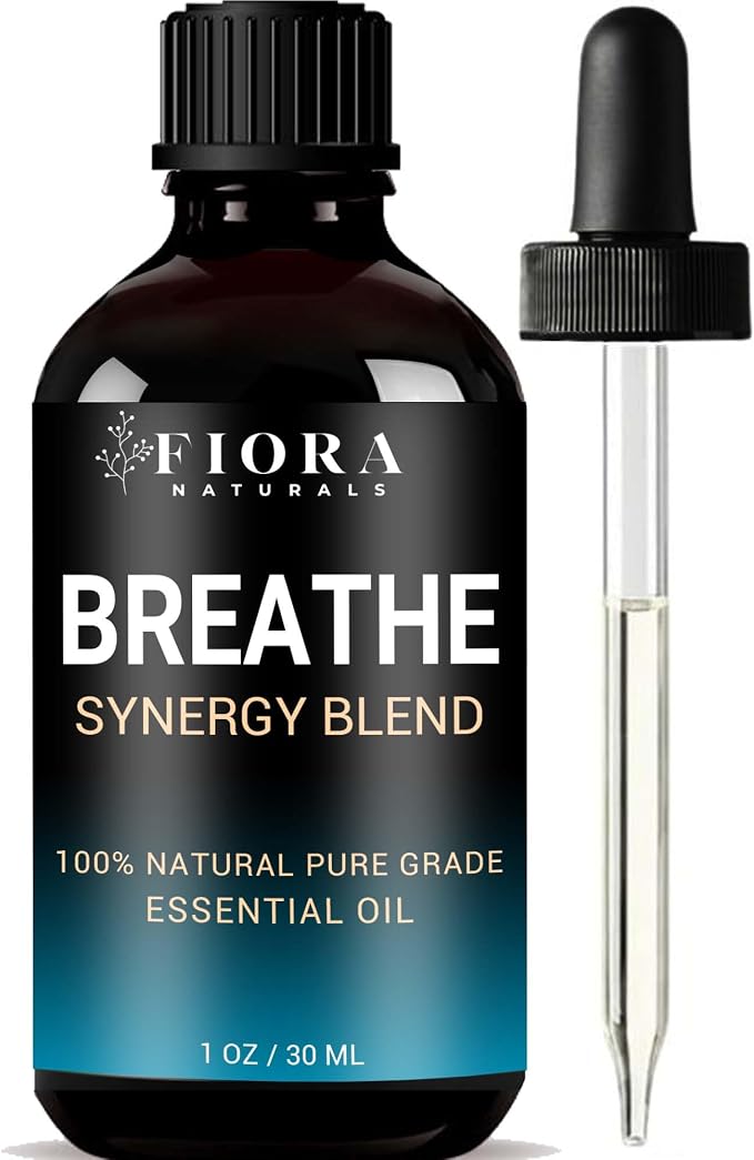 Breathe Essential Oil for Diffuser, 100% Natural Pure Grade Synergy Blend with Eucalyptus, Peppermint, Tea Tree, Lemon, Pine Needle, Cardamom & Laurel Leaf, Refreshing Blend for Aromatherapy