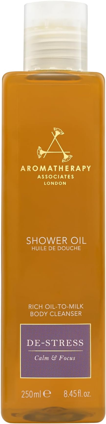 Aromatherapy Associates De-Stress Mind Shower Oil. Concentrated Blend of Frankincense, Chamomile and Petitgrain Essential Oils to Clear, Calm and Moisturize (8.45 fl oz)