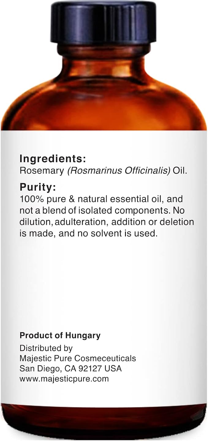 Majestic Pure Essential Oil with Glass Dropper - 100% Pure and Natural - Essential Oils for Diffuser, Aromatherapy, Soap and Candle Making, Rosemary Essential Oil, Rosemary Oil, 1 Fl Oz