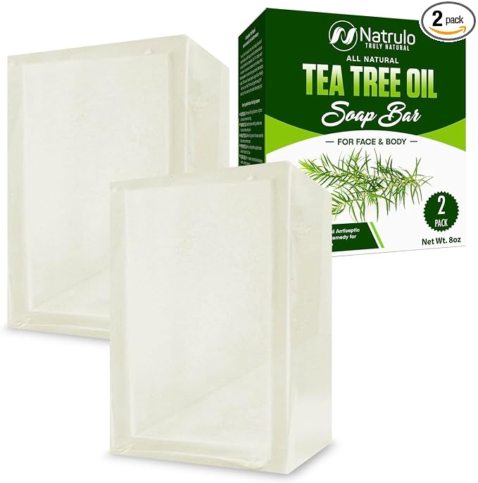 Tea Tree Oil Soap Bar for Face & Body – All Natural Remedy Skin Cleanser – Pure Essential Oil Infused Skincare Cleansing Soap for Dirt & Acne - Tea Tree Face & Body Wash Made in USA