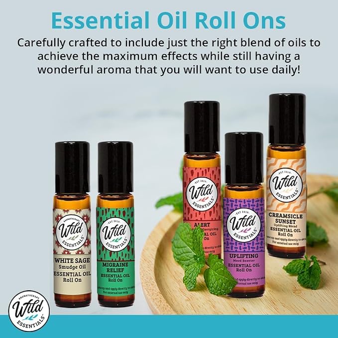 Wild Essentials Frankincense Essential Oil Roll On, 10ml, Pure, Premium Grade Essential Oils and Organic Jojoba Oil, Ready to Use, All Natural