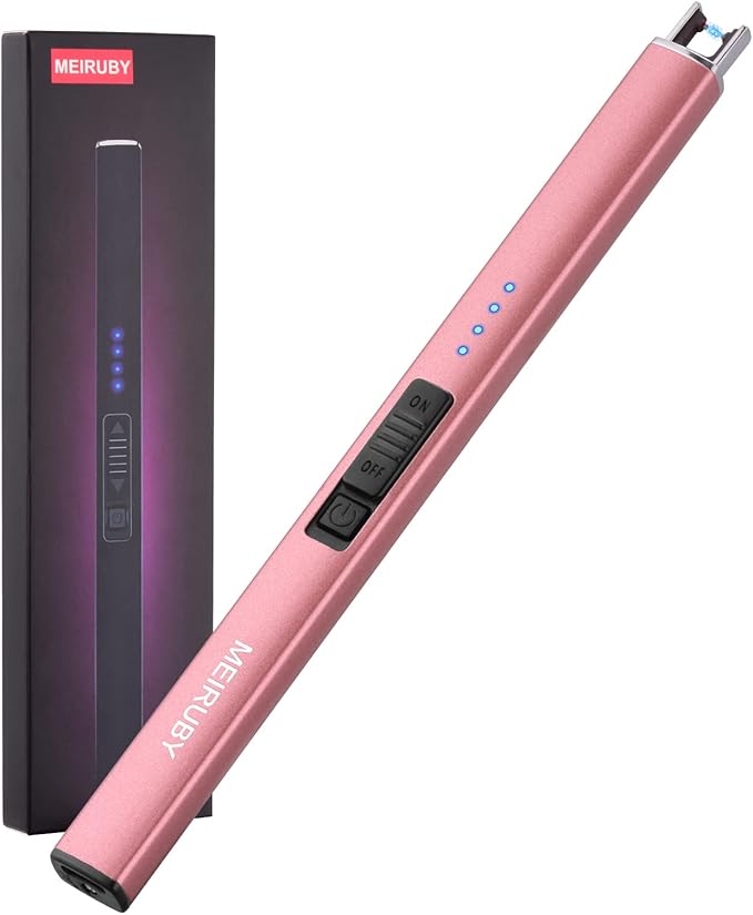 MEIRUBY Lighter Electric Candle Lighter, Birthday for Women Men Mom Wife Sister, Rechargeable USB Arc Lighters for Candle Camping BBQ