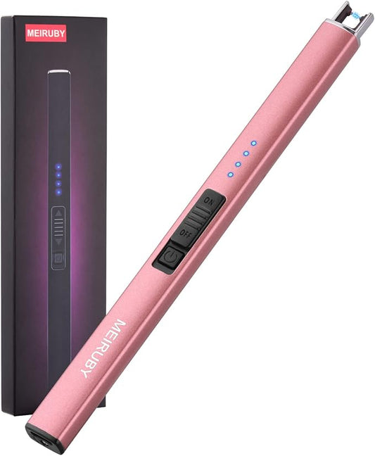MEIRUBY Lighter Electric Candle Lighter, Birthday for Women Men Mom Wife Sister, Rechargeable USB Arc Lighters for Candle Camping BBQ
