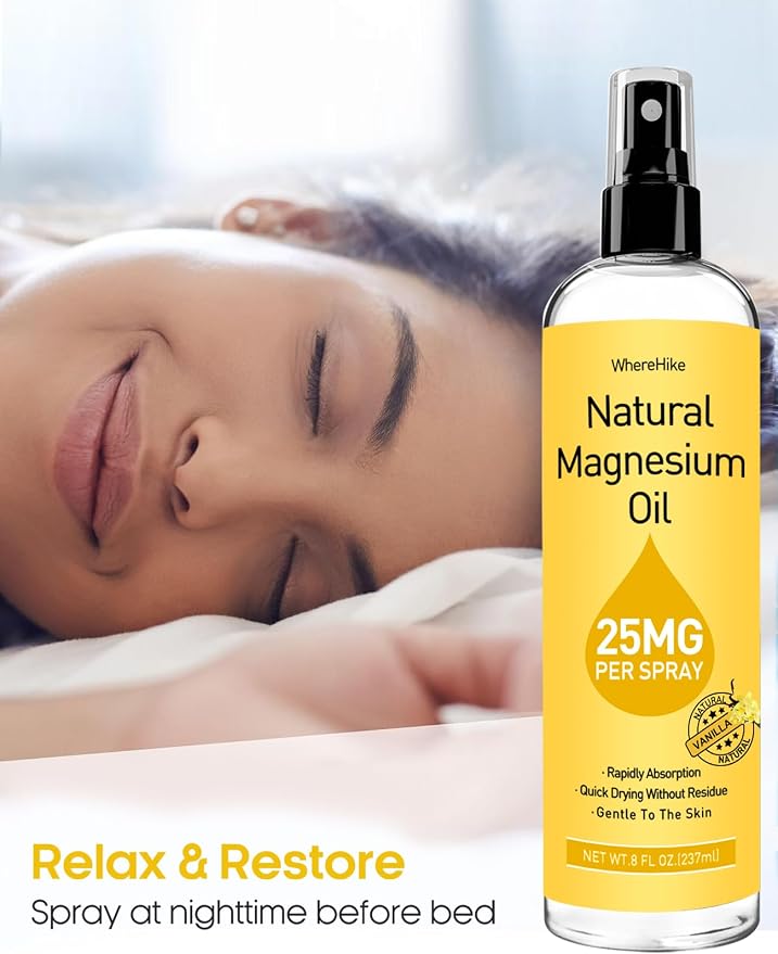 Stilip Magnesium Spray, Pure Magnesium Oil Spray for Feet,Ideal Gift for Muscle Relaxation&Better Sleep,Rapid Absorption,Quick Drying Without Residue-Vanilla