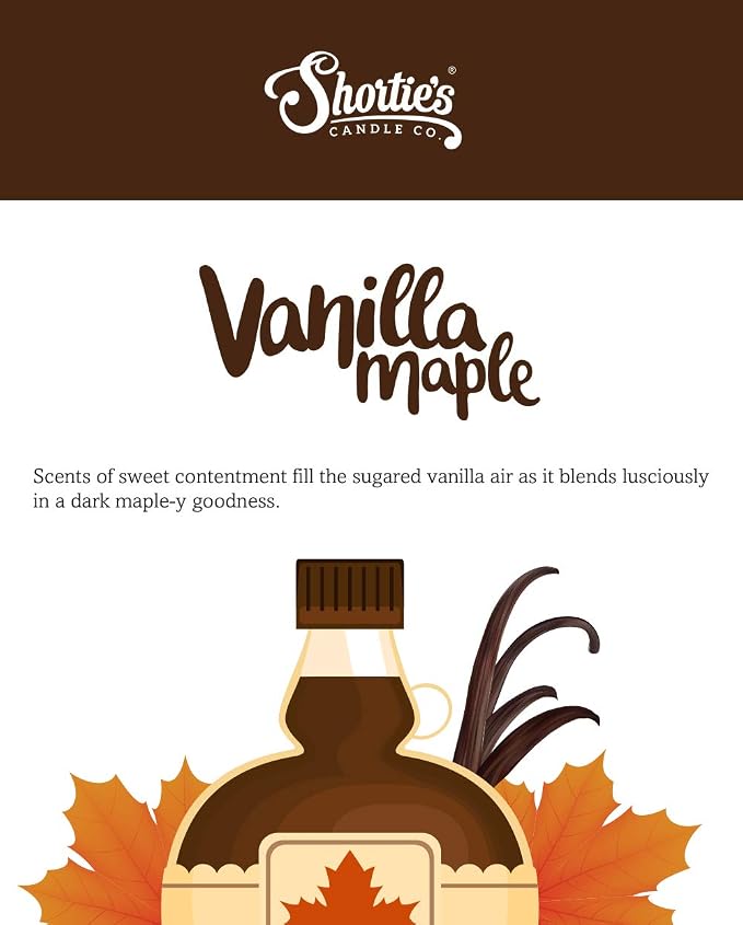 Shortie's Candle Company Vanilla Maple Premium Wax Melts - 3 Oz., Strong & Long Lasting, Non-Toxic - Made with Essential & Natural Oils - Formula 117