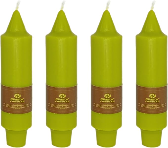 5 inch Short Tapered Candle 4 Pack Grass Green Candle Smokeless Unscented Taper Candlesticks for Christmas Dinner Household Décor Candlesticks
