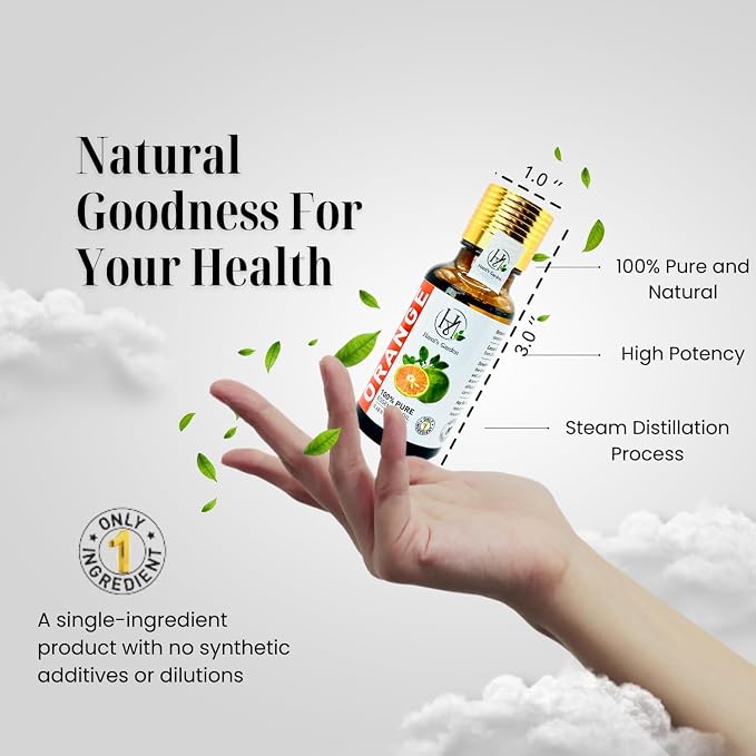 Hami’s Garden Orange Essential Oil – 0.68 fl Oz/20 mL – 100% Pure and Natural – Premium Grade with Glass Dropper - for Diffusers, Skin Care, Home Care, Soap Making