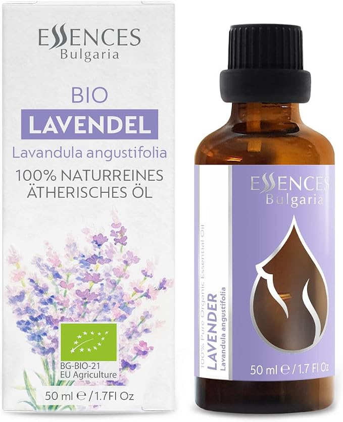 Essences Bulgaria Organic Lavender Essential Oil 1,7 Fl Oz | 50ml | Lavandula angustifolia | 100% Pure and Natural | Undiluted | Therapeutic Grade | Family Owned Farm | Steam-Distilled | Non-GMO
