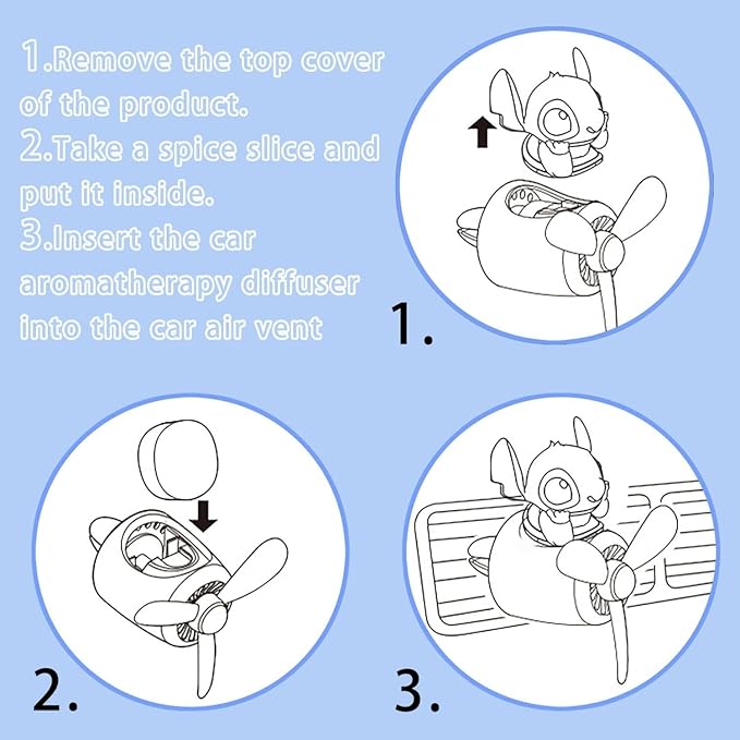 Cute Car Air Fresheners - Cartoon Pilot Automotive Diffuser, Rotating Propeller Automotive Air Outlet Fan Creative Car Perfume Decoration Accessories with 2 Fragrances