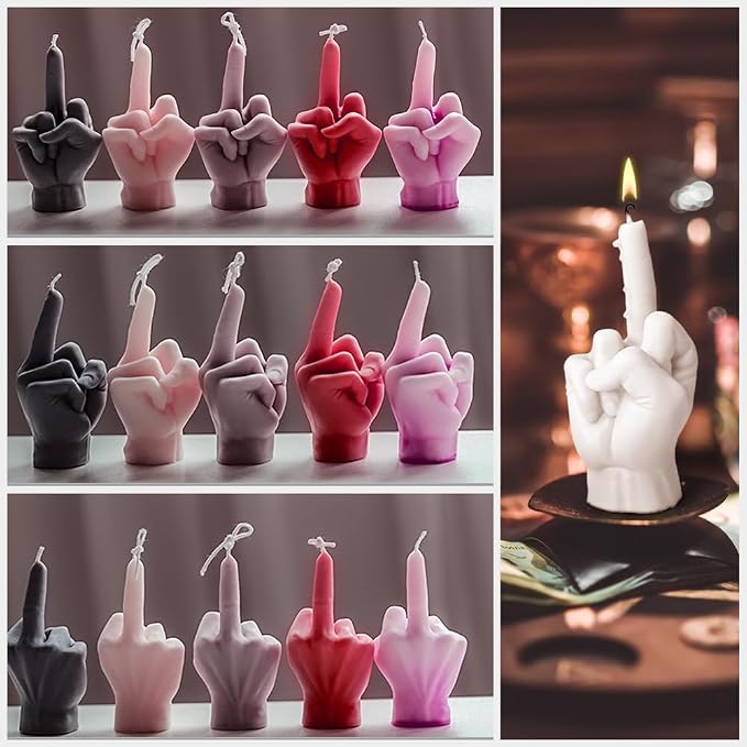 Large Hand Shaped Silicone Mold for Candle Making, 5 Inch Gesture Candle Mold,Middle Finger Shaped Resin Casting Mould for Making Candle Baking Soap Wax Cake Mousse Ice Cream