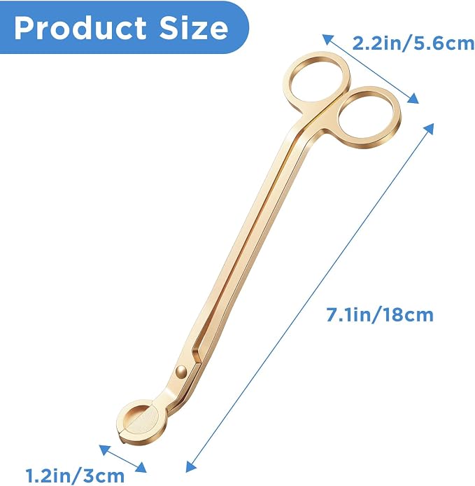 JIEYAO 10PCS Gold Stainless Steel Candle Wick Trimmers, 7 Inch Wick Cutters Candle Scissors for Cleaner Burn Prevents Soot Buildup