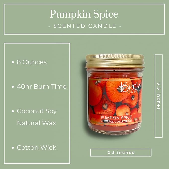 8oz Pumpkin Spice Candle, Fall Candles Set, Candles Pumpkin Spice, Pumpkin Scented Candle, Fall Scented Candles for Home, Jar Candles, Candle Gift for Men and Women