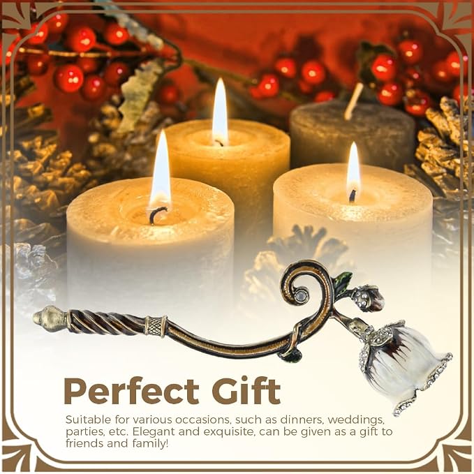 Flower Candle Snuffer, Vintage Design Exquisite Candle Accessory, Candle Extinguisher Flame with Long Handle Putting Out Fire Prevent Smoke from Spreading(White)