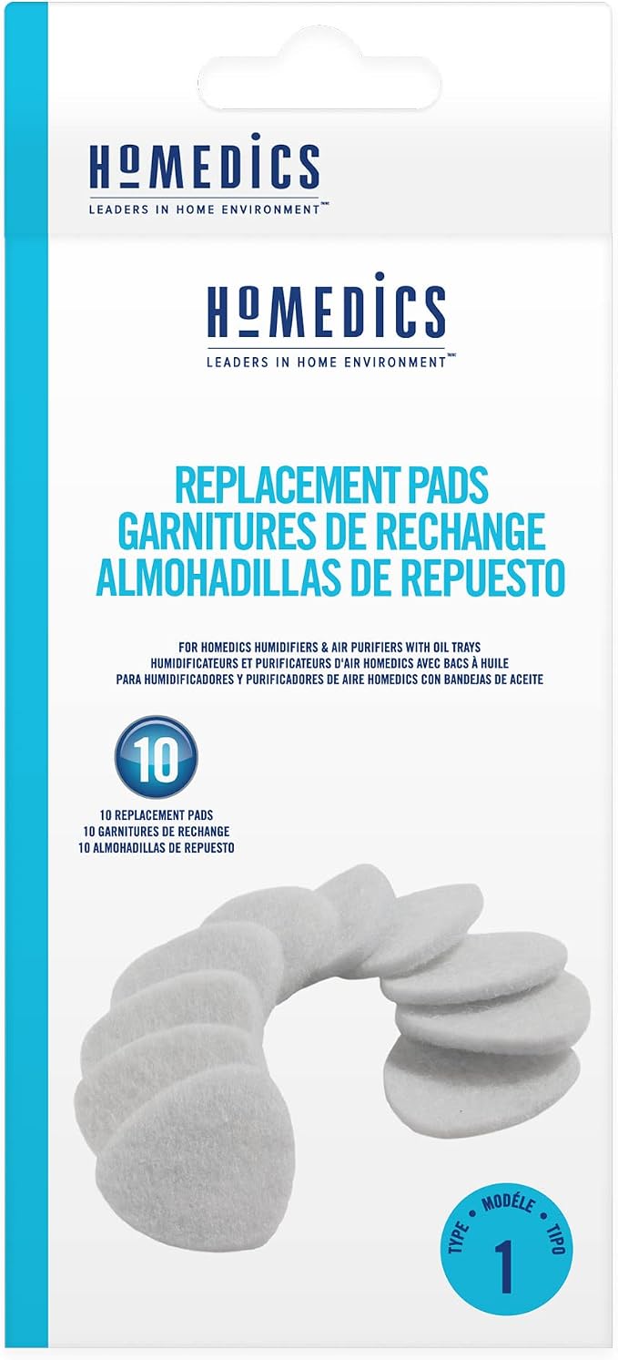 Homedics TotalClean Essential Oil Replacement Microfiber Pads, 10 Pack - Works with Homedics Humidifiers and Air Purifiers with Oil Tray, Renew and Refresh Your Air