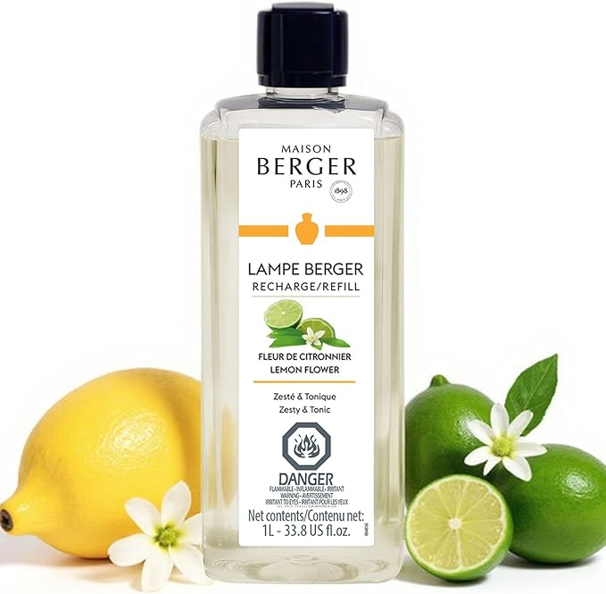 MAISON BERGER Lampe Berger Refill, 1 L, Lemon Flower | Catalytic Lamp Fragrance Refill, Helps Neutralize Odors, ~160 h Fragrance Diffusion, Made in France