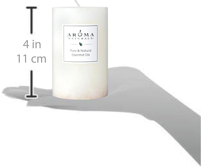 Aroma Naturals Holiday Essential Oil Vanilla & Peppermint Scented Pillar Candle, Cool Wish, 2.5 inch x 4 inch