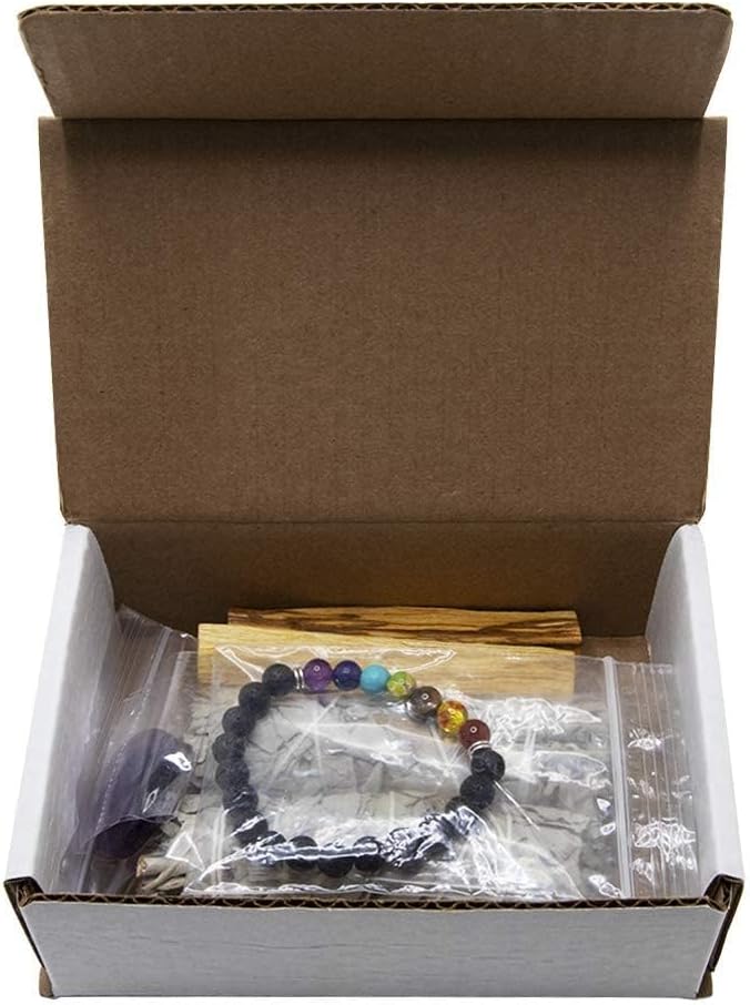 Palo Santo and Sage Smudge Kit | White Sage Smudge Sticks, Chakra Balancing Bracelet and Amethyst Stone | California Sage Incense Sticks for Home Cleansing, Spiritual Smudging Rituals and Meditation