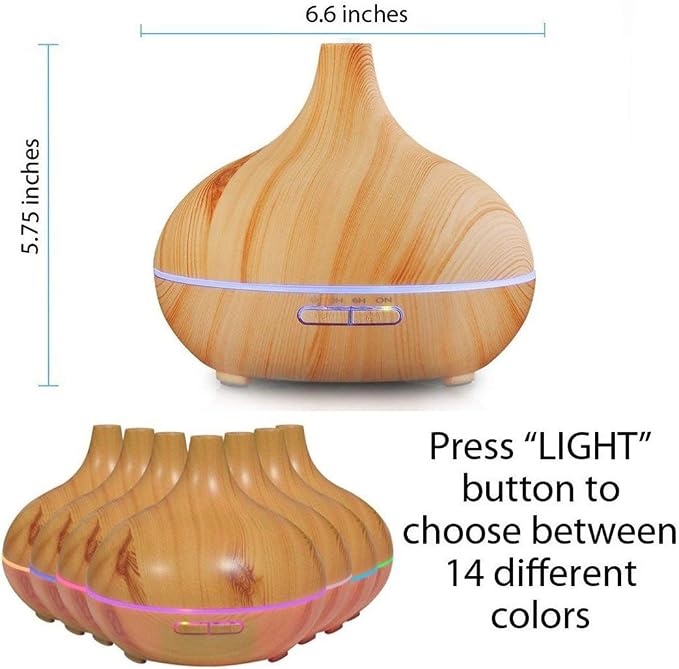 Aroma Essential Oil Diffuser, JoySusie 500ml Wood Grain Ultrasonic Cool Mist Whisper-Quiet Humidifier with Color LED Lights Changing & 4 Timer Settings, with Remote Control (Brown)