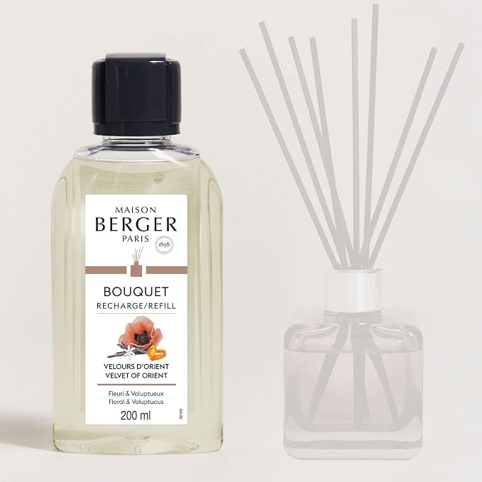 MAISON BERGER Reed Diffuser Refill, 200 ml, Velvet of Orient | Fragrance Refill for Reed and Ceramic Diffusers, Passive Diffusion, ~6 Weeks, No Flame or Electricity, Made in France