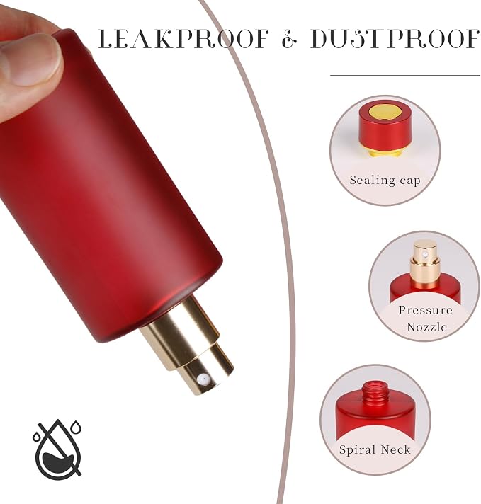 2pcs 50ml Glass Spray Bottle for Perfume,Refillable Travel Perfume Atomizer Bottles,Red Portable Cologne Atomizer Empty Bottle. (Red*2)