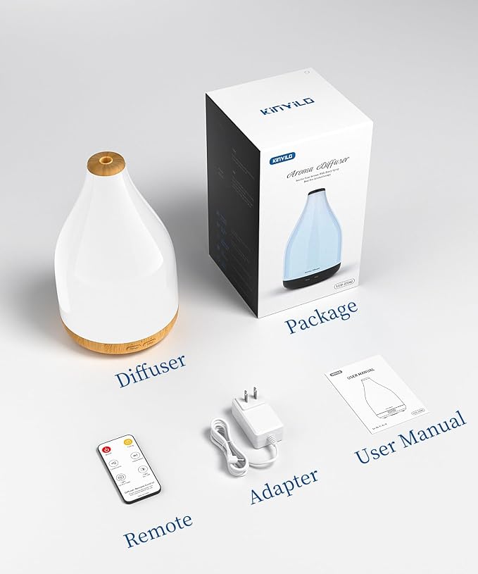 Large Essential Oil Diffuser for Home, Drop-Shape Aroma Diffusers 300ML for Aromatherapy, Air Scent Fresh, Ultrasonic Cool Mist Humidifier & LED Light, 1-3-6H Timer Auto Shut-Off, Brown