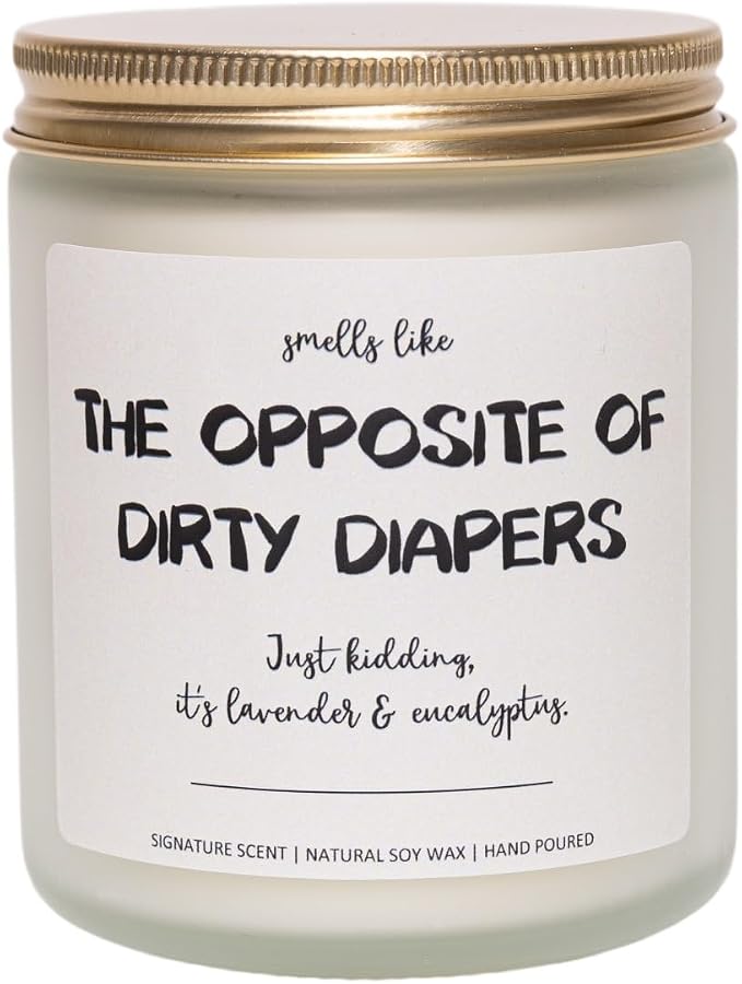 Lavender & Eucalyptus Soy Wax Candle, 7OZ - New Parents Gifts for Couples, Gender Reveal Gifts, Pregnancy Reveal to Parents, Best Gift for Expectant Moms, Smells Like The Opposite of Dirty Diapers