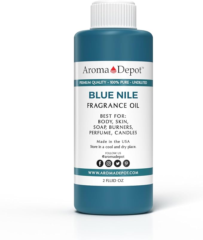 Aroma Depot 2 fl. oz Blue Nile Fragrance Oil, Perfume Oil, Scented Oil for Making, Soap, Candle Making & Incense. Used in Aromatherapy Diffusers, Warmers, and Burners. DIY Such as Lotions & Creams.