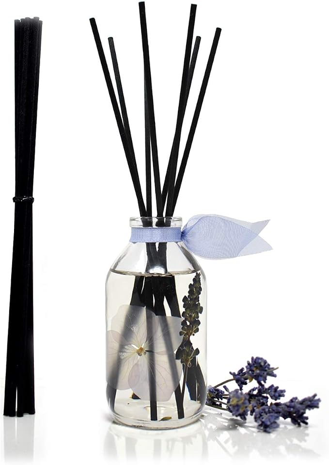 Lavender De Provence Reed Diffuser Set, Room Fragrance, Shelf Decor | French lavender, clary sage, and violet leaf profile, spa aroma, guest bathroom, decorative glass bottle, home scent