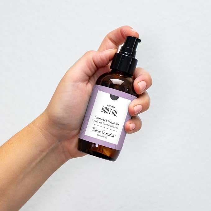 Edens Garden Lavender Magnolia Body & Bath Oil – Feminine Floral Blend with Pure Essential Oils & Vitamin E for Moisturizing Dry Skin – After Shower Scented Oil for Women’s Skin Care, 4 fl oz (118 ml)