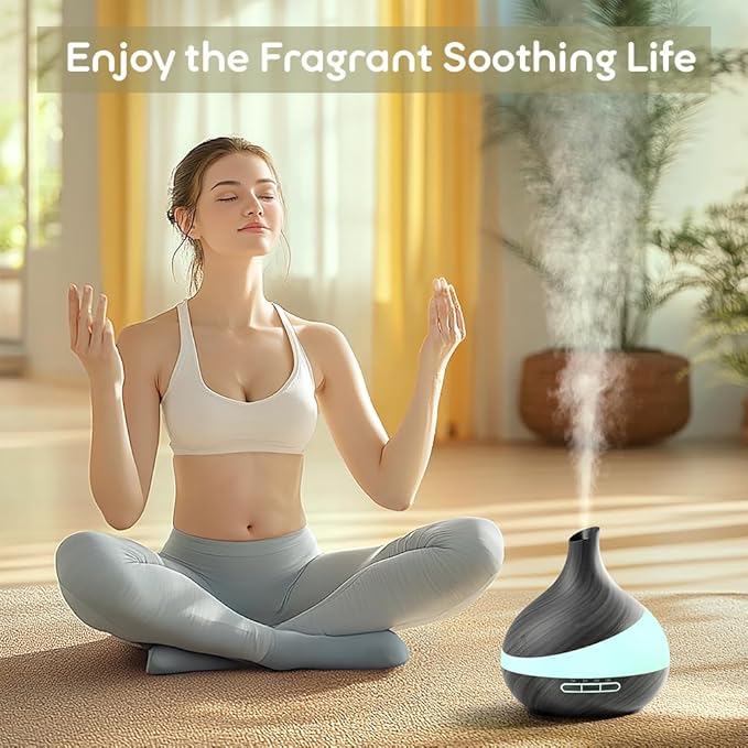 HJTHJT Essential Oil Diffuser: 500ML Aromatherapy Diffuser with Remote Control for Hotel Spa Yoga Room - Humidifiers for Bedroom with 14 Colors LED Night Light for Kids/Women