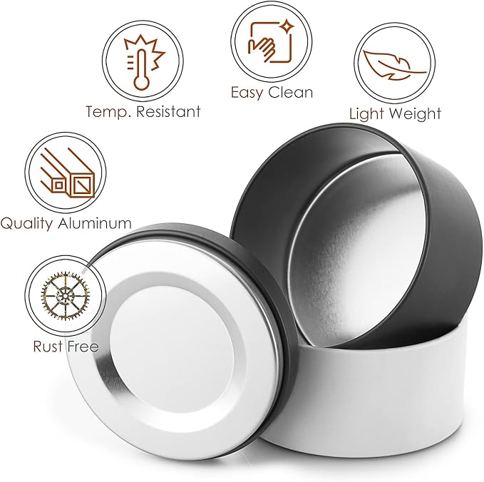 Hearth & Harbor Tin Candle Jars for Making Candles - DIY Candle Containers with Lids - Metal Candle Jars - Bulk Tins Storage for Candle - (12 Pieces) - (8 Ounces) - Solid Black and White
