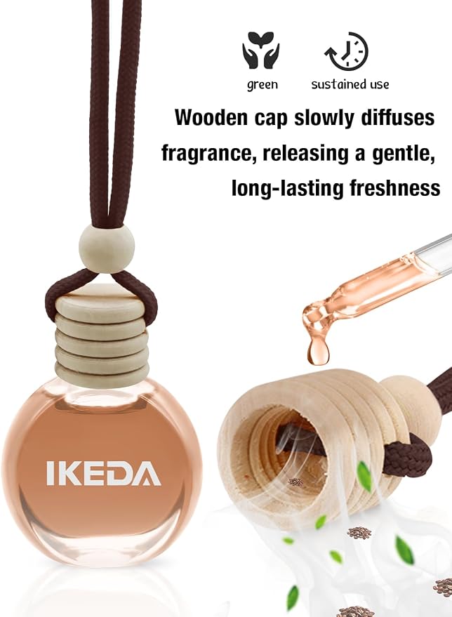 Ikeda Car Air Freshener: Hanging Car Smell Air Freshener | 10ml Hanging Car Perfume | Long Lasting Fragrance | Strong Scents Diffuser for Auto Home (Coffee)