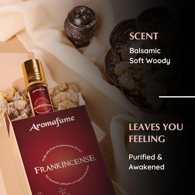 Frankincense Resin Essential Oil Roll-On Blend by Aromafume | 1 x 10ml / 1 x 0.33 Fl Oz | Made with Boswelia Caterii & Boswelia Serrata | for Meditation, Spiritual Awakening, Prayer and Wellness
