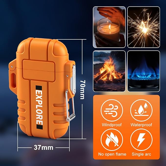 LcFun Electric Lighter USB C Rechargeable Plasma Lighter Windproof Flameless Arc Lighters, Waterproof Matches for Camping Hiking Hunting, Survival Tactical Gear Gifts for Men Fathers Husband