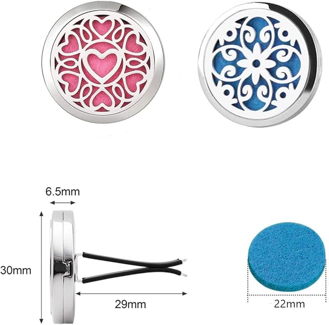 4 PCS Essential Oil Car Diffuser Vent Clip, Car Aromatherapy Diffuser Locket Air Freshener with 48 Refill Pads