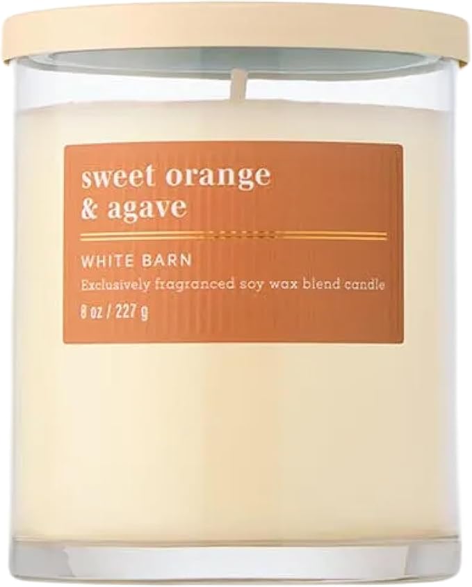 Bath & Body Works Single Wick Candle, Sweet Orange & Agave Candle, Long-Lasting Burn Up to 45 Hours, Exclusively Fragranced Soy Wax Blend, 8 oz - 1 Pack