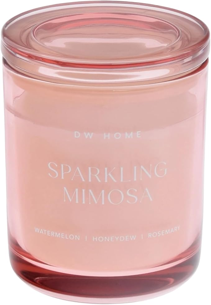 DW Home Sparkling Mimosa Scented Candles, 9 oz Single Wick Medium Jar, Up to 33 Hour Burn Time, Strong Long Lasting Fresh Fruity Citrus Fragrance, Perfect for Home & Housewarming Gifts