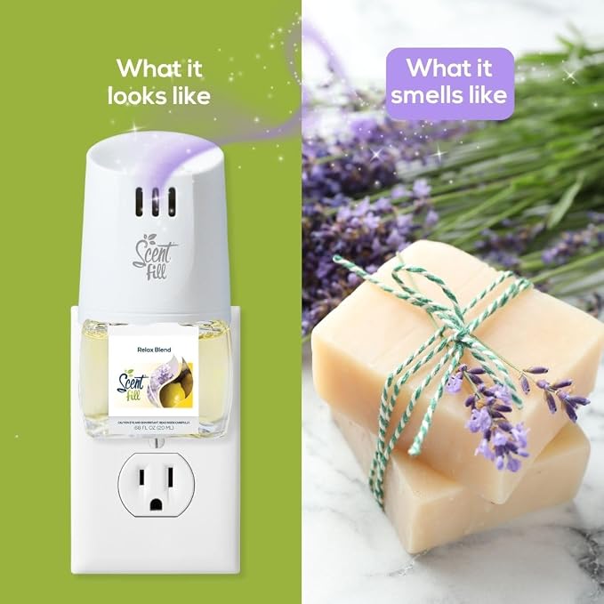 Scent Fill Relax Blend Plug in Air Freshener, Scented Oil Refills, 2 Refills + Diffuser