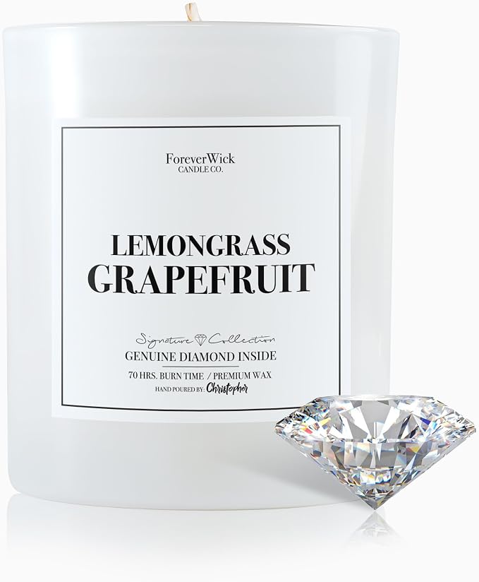 Foreverwick Lemongrass Grapefruit Candle | Anniversary & Birthday Gift | Strong Scented, 14 oz & 70 Hour Burn Time