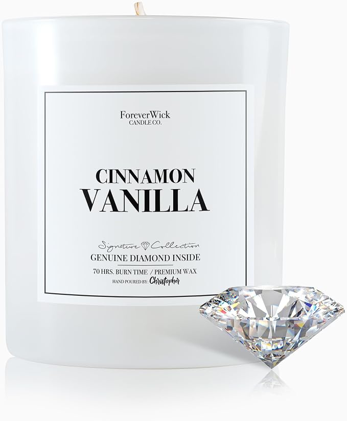 Foreverwick Cinnamon Vanilla Candle | Diamond Candle | Scented Jar Candle | Strong Scented Candles for Decor | 14 oz & 70 Hrs Burning Time