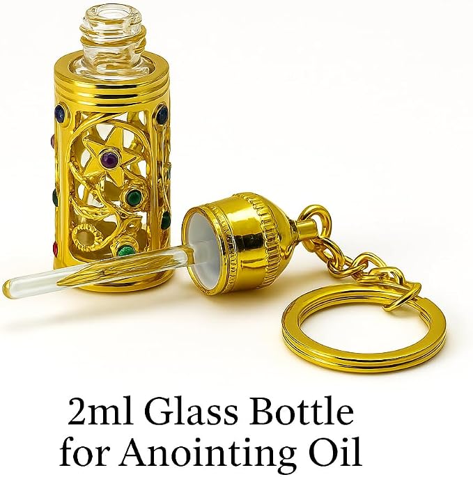 Anointing Oil Bottles 5ml- Refilable Anointing Oil Bottle Keychain - Travel Size Container with Applicator