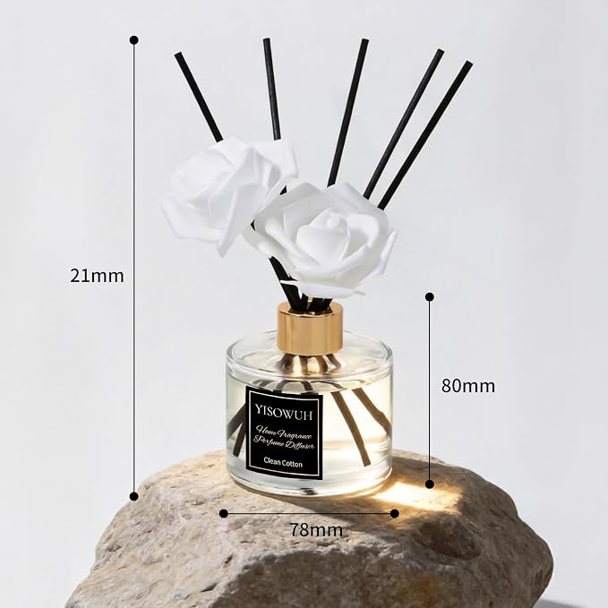 Reed Diffuser Set 5.07oz(150ml), Clean Cotton Scent Diffuser with Sticks, Home Fragrance Reed Diffuser for Home, Long Lasting Home Fragrance for Bathroom, Room Decor