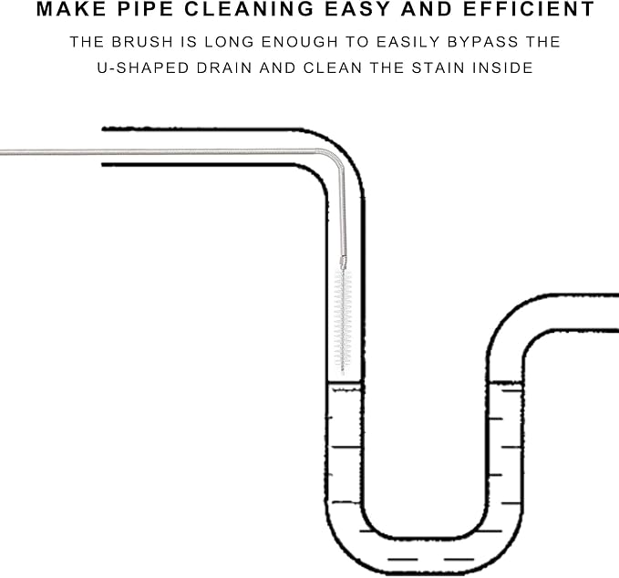 CiaraQ Bottle Cleaning Brushes, 8 Inch Nylon Tube Brush Set & A Flexible Long Drain Brush 60 inch, Cleaner for Narrow Neck Bottles Cups with Hook, Set of 11pcs, White