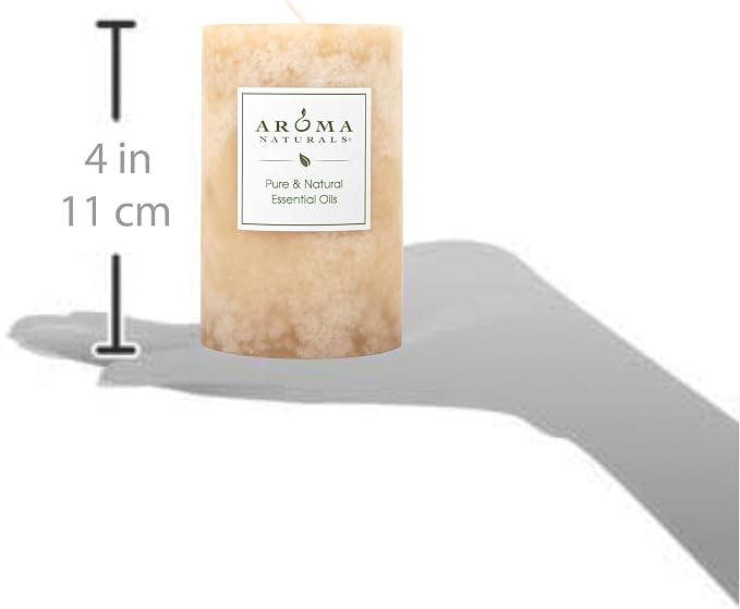 Aroma Naturals Ginger and Clove Essential Oil Beige Scented Pillar Candle, Earth, 2.5 inch x 4 inch