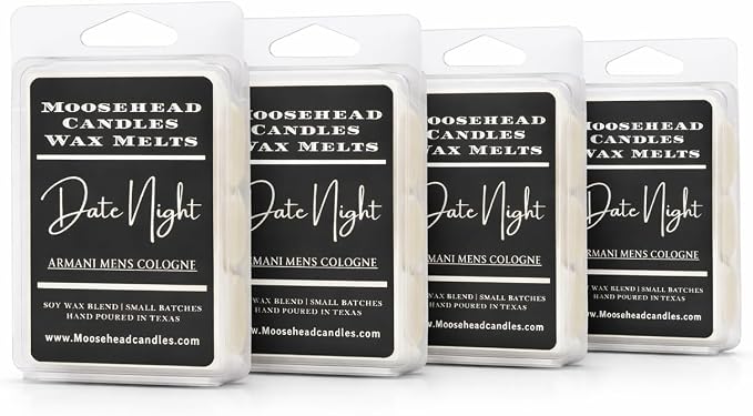 Date Night Wax Melts 4 Pack – Armani Cologne Scented Wax Melts, Long-Lasting Soy Wax for Home and Office, Luxurious and Romantic Masculine Fragrance