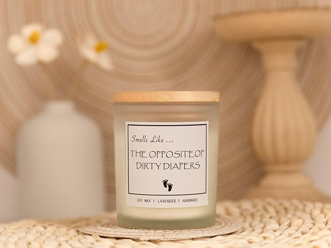 New Mom Gifts, Gender Reveal Gifts, Smells Like The Opposite of Dirty Diapers Candle, Lavender Scented Candle, Natural Soy Wax & Natural Essential Oils