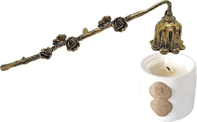 AIM & GGKK Candle Snuffer, Candle Snuffer Extinguisher with Long Handle,Retro Style Wick Flame Snuffer for Putting Out Candle Flame Safely,Floral Candle Snuffers Accessory for Candle Lovers