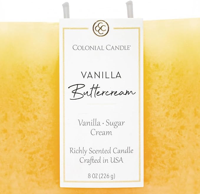 Colonial Candle Vanilla Buttercream Scented Candle Jar, Highly Fragranced Candles for Home Scented, Mottled Wax Candle, 2 Wick, 8 oz - Made in the USA