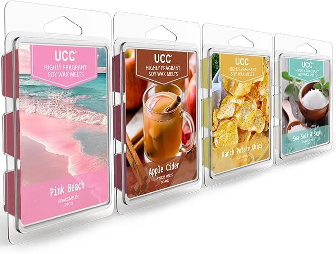 UCC Wax Melts, Premium Plant Based Natural Soy Scented Melts Cubes, Wax Melts Tarts, Colored Wax Melt Gift-4 Pack